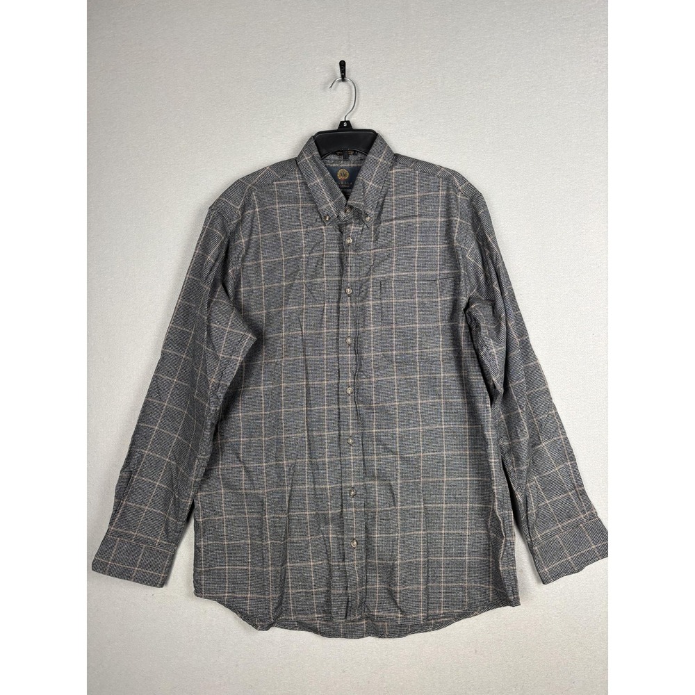 Viyella Shirt Mens Large Gray Plaid Cotton Wool Long Sleeve Button Down Canada